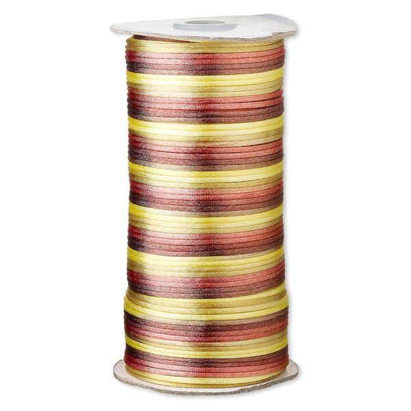 Cord, Satinique™, satin, falling leaves, 2mm regular. Sold per 400-foot spool. image number 0