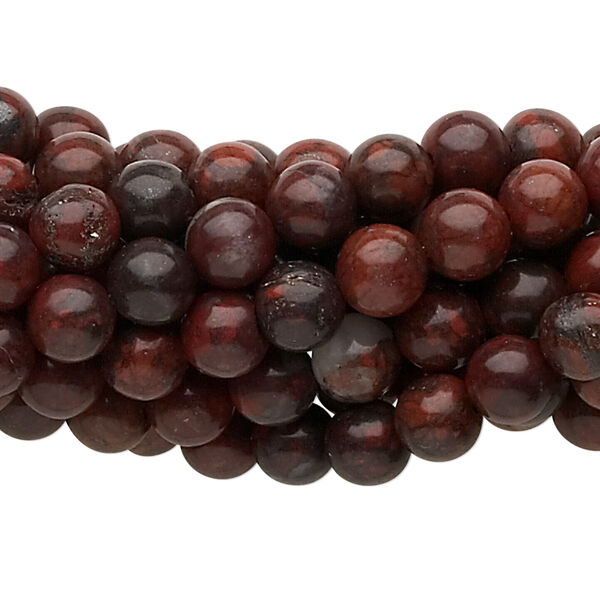 Bead, brecciated jasper (natural), 6mm round, C grade, Mohs hardness 6-1/2 to 7. Sold per pkg of (10) 15-1/2" to 16" strands. image number 0