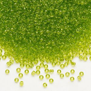 Seed bead, Dyna-Mites™, glass, pkg/1/2kg, #11 round, transparent light green, (18 11/0 RR).