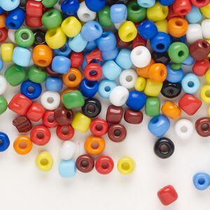 Seed bead mix, glass, pkg/50g, #6 round, opaque mixed colors.