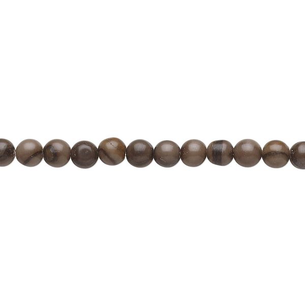 Wood grain stone (marble) 1pkg1, round bead natural 15.5-16 inch 4mm image number 0