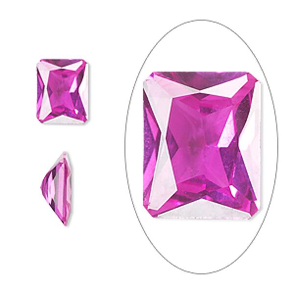 Gem, cubic zirconia, sapphire rose, 10x8mm faceted emerald-cut, Mohs hardness 8-1/2. Sold individually. image number 0