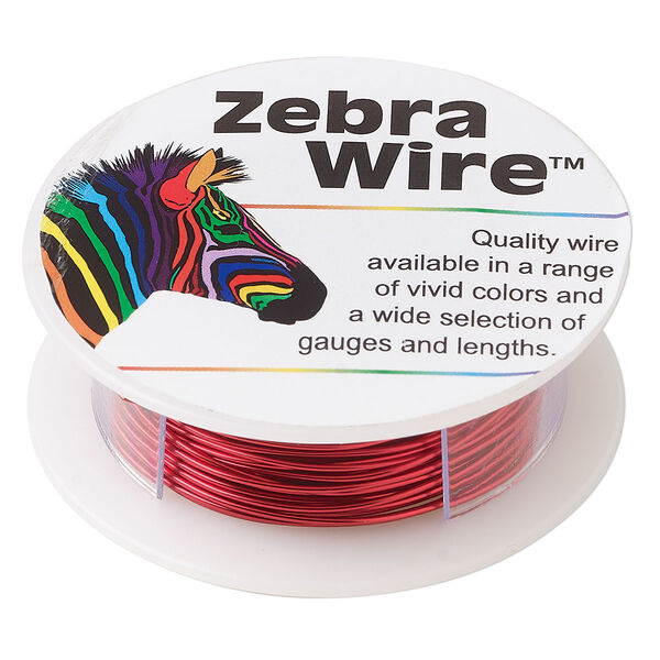 Wire, Zebra Wire™, color-coated copper, red, round, 22 gauge. Sold per 15-yard spool. image number 0