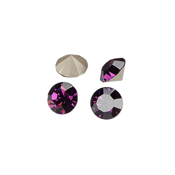 Chaton 144pk amethyst foil back, Preciosa MAXIMA Czech crystal rhinestone 8.16-8.41mm 15-cut faceted round SS39 image number 0