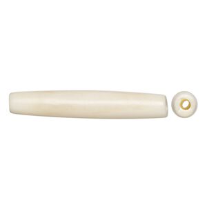 Bead, bone (bleached), white, 38x5mm-38x8mm hand-cut hairpipe, Mohs hardness 2-1/2. Sold per pkg of 24.