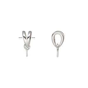 Bail, rabbit ear, sterling silver, 11x5mm with eye pin. Sold per pkg of 6.