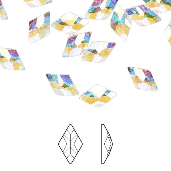 Flat back 144pk crystal AB foil back, Preciosa MAXIMA Czech crystal rhinestone 10x6mm rhombus image number 0