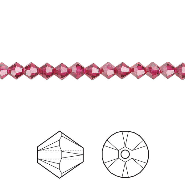 Bead 48pk ruby, Crystal Passions® 4mm bicone 5328 image number 0