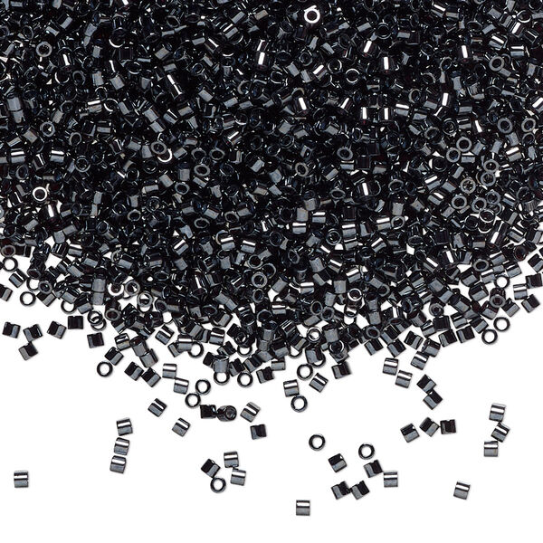 Seed bead, Delica®, glass, pkg/50g, #15 round, opaque metallic gunmetal (DBS-0001). image number 0