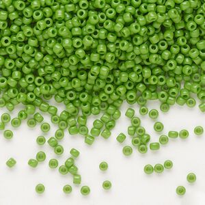 Seed bead, Dyna-Mites™, glass, pkg/40g, #11 round, opaque jade green, (746 11/0 RR).