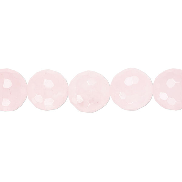 Bead, rose quartz (natural), 10mm tumbled faceted round, B grade, Mohs hardness 7. Sold per 15-1/2" to 16" strand. image number 0