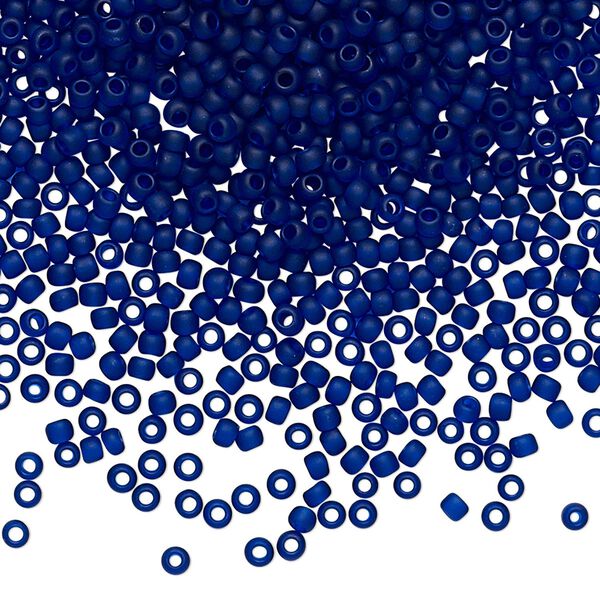 Seed bead, TOHO BEADS®, glass, pkg/250g, #11 round, translucent frosted cobalt (TR-11-8DF). image number 0