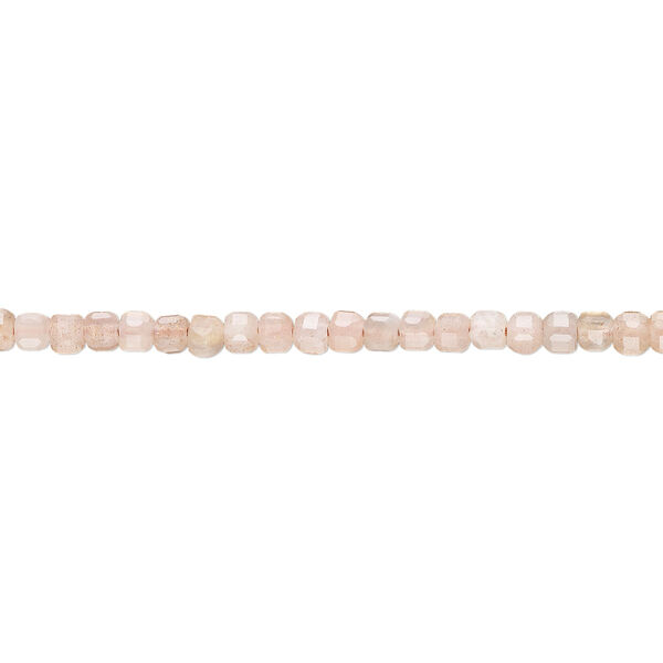 Peach moonstone 1pkg1, faceted cube bead natural B grade, 15.5-16 inch 2-2.5mm image number 0