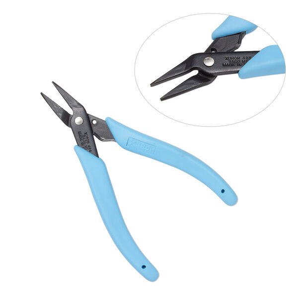 Pliers, Xuron®, #485, long chain-nose, steel and rubber, light blue, 5-1/2 inches. Sold individually. image number 0