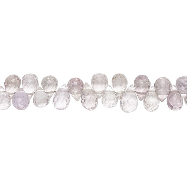 Bead, lavender amethyst (natural), 4x3mm-6x4mm hand-cut top-drilled faceted teardrop, B+ grade, Mohs hardness 7. Sold per 4-inch strand. image number 0
