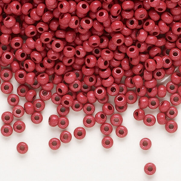 Seed bead, Preciosa Ornela Czech glass, pkg/50g, #8 rocaille, opaque terra intensive dyed brown chalkwhite, (16A18). image number 0