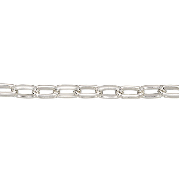 Chain, silver-plated steel, 4mm paperclip. Sold per pkg of 5 feet. image number 0