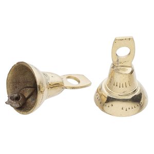 Bell, brass, 2-inch bell with scalloped lines and clapper. Sold per pkg of 2.