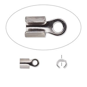 Cord end, fold-over, gunmetal-plated steel, 5x5mm with 4mm inside diameter. Sold per pkg of 500.