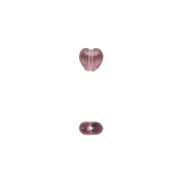 Bead, Czech pressed glass, amethyst purple, 6.5x6mm heart. Sold per 15-1/2" to 16" strand, approximately 65 beads. image number 0