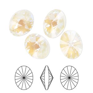 Chaton 4pk crystal light grey DeLite, Crystal Passions® 14x10.5mm oval rivoli 4122