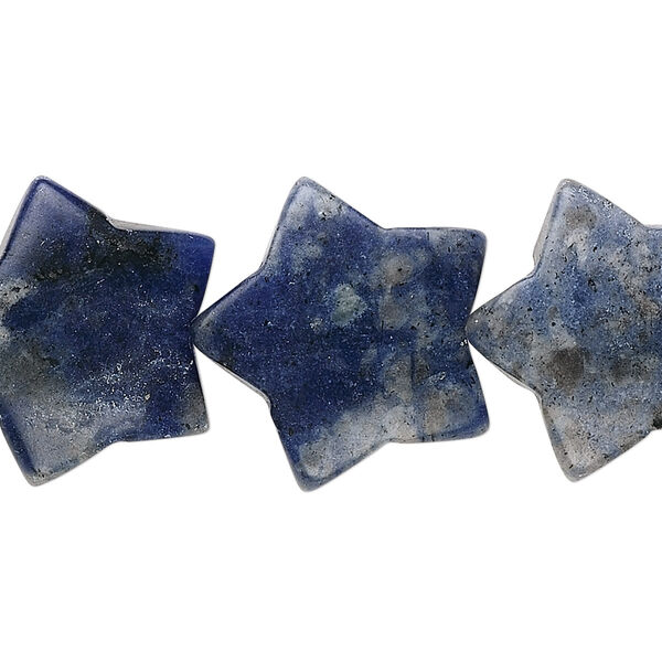Bead, sodalite (natural), 20x20mm puffed star, B- grade, Mohs hardness 5 to 6. Sold per 15" to 16" strand. image number 0