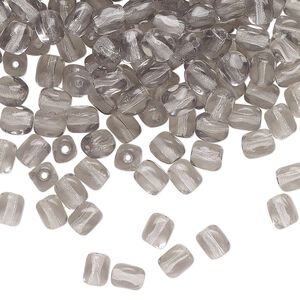 Bead, Czech pressed glass, transparent grey, 5x4mm oval. Sold per 1-ounce pkg, approximately 251 beads.