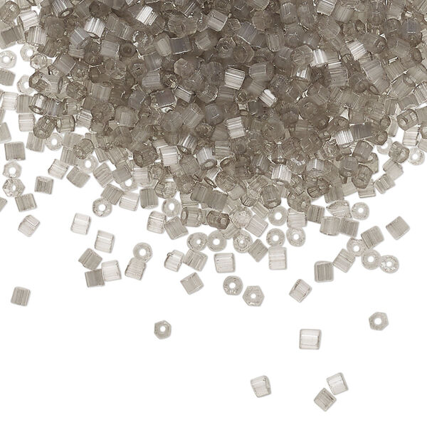 Seed bead, Preciosa Ornela Czech glass, pkg/50g, #11 2-cut hex, translucent solgel dyed satin grey, (05141). image number 0
