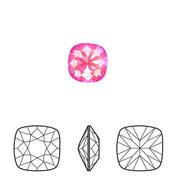 Fancy stone 1pk crystal ultra pink AB, Crystal Passions® 10mm cushion 4470 image number 0