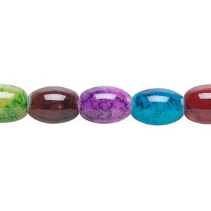Bead, glass, jewel tones, 11x7mm oval. Sold per 36-inch strand.