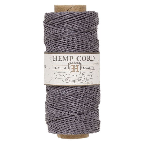 Cord, Hemptique®, polished hemp, grey, 1mm diameter, 20-pound test. Sold per 205-foot spool. image number 0