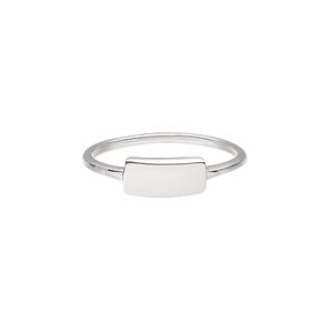 Ring, sterling silver, 1.5mm wide band with 10x5mm blank plate, size 9. Sold individually.