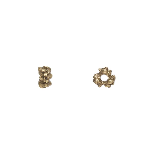 Bead, antique brass-plated "pewter" (zinc-based alloy), 4x3mm flower. Sold per pkg of 100. image number 0