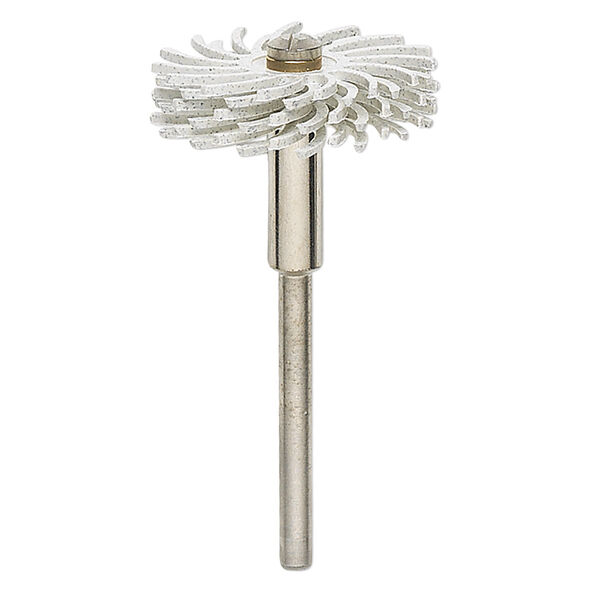 Bristle brush, 3M™ Scotch-Brite™, plastic and steel, white, 120-grit bristles, 1 inch with 2 x 1/8 inch shank for Jooltool™. Sold individually. image number 0