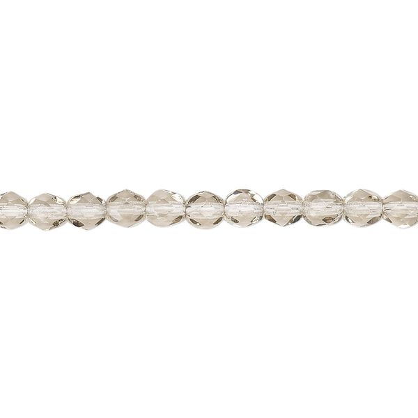 Bead, Czech fire-polished glass, translucent smoke, 4mm faceted round. Sold per 15-1/2" to 16" strand, approximately 100 beads. image number 0
