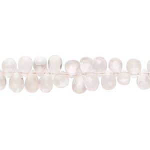 Rose quartz 1pkg1, hand-cut top-drilled faceted puffed teardrop bead natural 7 inch 5x4mm-7x5mm