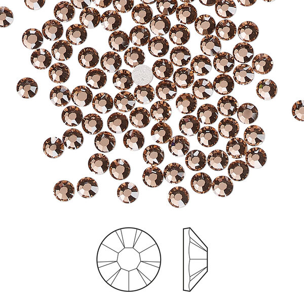 Flat back 1pkg144, dusty rose foil back Preciosa MAXIMA Czech crystal hotfix rhinestone, 3-3.2mm chaton rose round SS12 image number 0