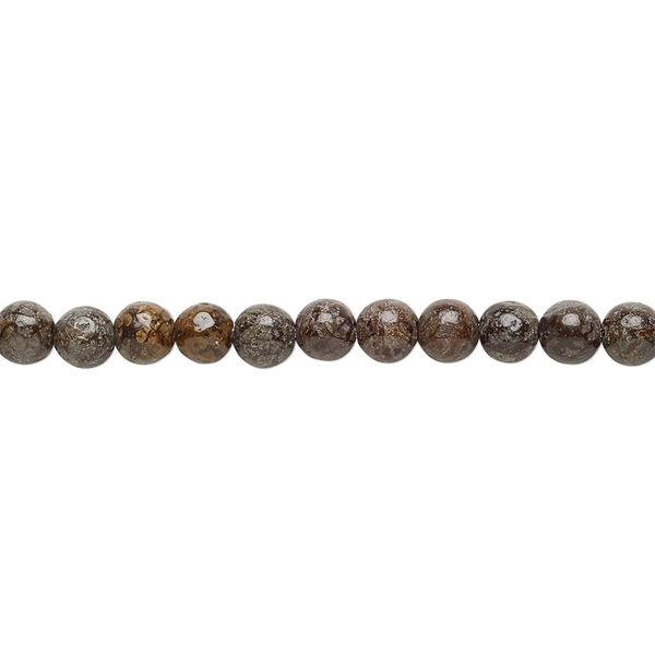Bead, brown snowflake jasper (natural), 4mm round, B grade, Mohs hardness 6-1/2 to 7. Sold per 15-1/2" to 16" strand. image number 0
