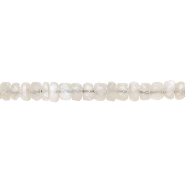 Bead, grey moonstone (natural), light, 4x2mm-5x4mm hand-cut faceted rondelle with 0.4-1.4mm hole, B grade, Mohs hardness 6 to 6-1/2. Sold per 15-inch strand, approximately 110 beads. image number 0