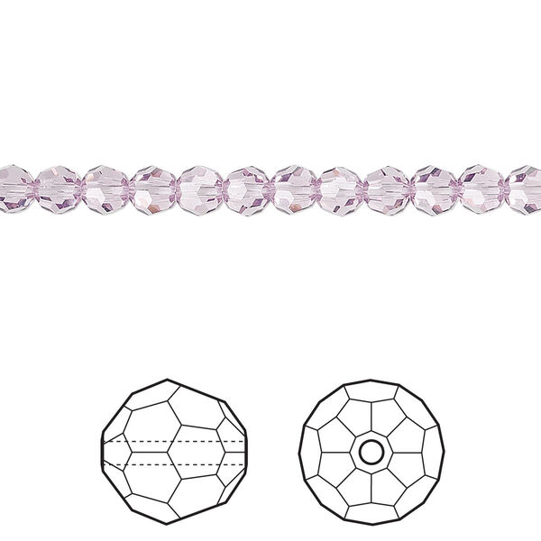 Bead 12pk light amethyst, Crystal Passions® 4mm round 5000 image number 0