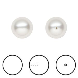 Pearl 100pk moonlight, Swarovski® 12mm half-drilled round 5818