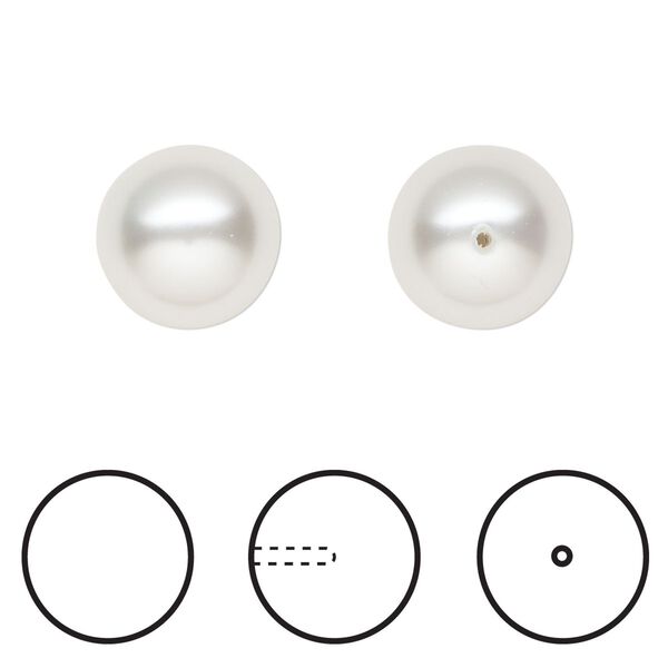 Pearl 100pk moonlight, Swarovski® 12mm half-drilled round 5818 image number 0
