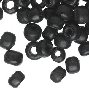 Bead, glass, opaque matte black, 9x7mm crow. Sold per pkg of 100.