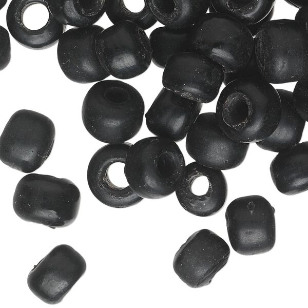 Bead, glass, opaque matte black, 9x7mm crow. Sold per pkg of 100. image number 0