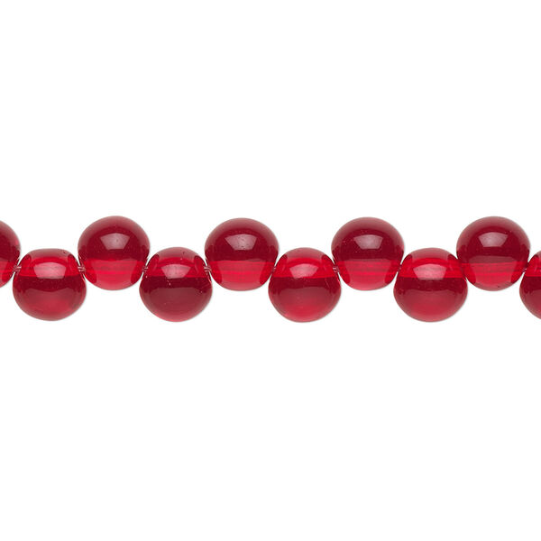 Bead, Preciosa, Czech pressed glass druk, transparent red, 6mm top-drilled round. Sold per pkg of 30. image number 0
