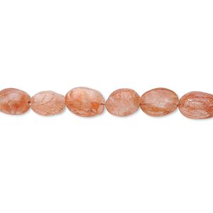 Sunstone 1pkg1, hand-cut oval bead 15.5-16 inch 8x6mm