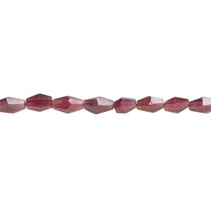Garnet 1pkg1, hand-cut faceted double cone bead 14 inch 5x3mm-8x5mm