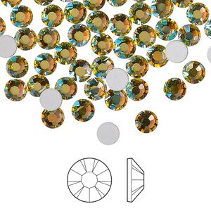 Flat back 144pk acid yellow AB foil back, Preciosa MAXIMA Czech crystal rhinestone 4.6-4.8mm chaton rose round SS20