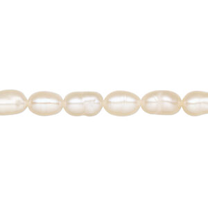 Freshwater pearl 1pkg1 rice natural, 15 inch peach 5mm cultured
