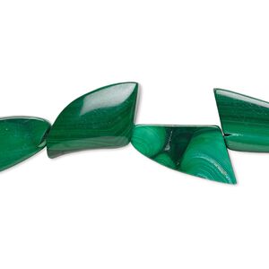 Malachite 1pkg1, top-drilled freeform bead natural 8 inch 17x9mm-19x11mm